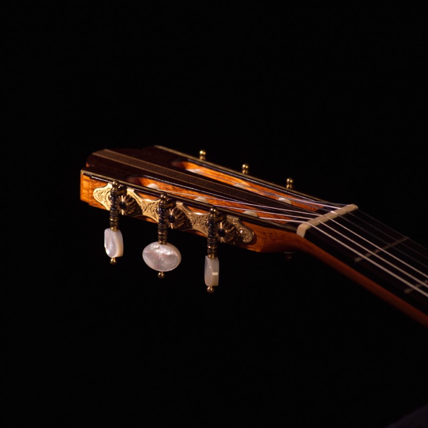 Headstock, Tuning Keys - Side View | Daryl Perry Classical Guitars
